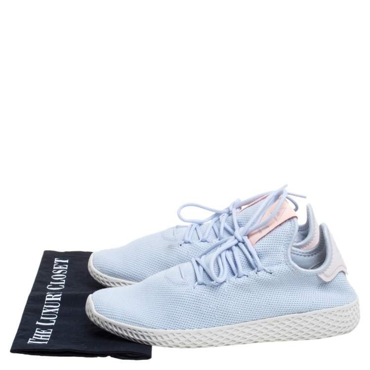 Pre Owned Pharrell Williams Blue/Orange Knit Fabric Tennis HU Slow Top Sneakers Size 41.5
