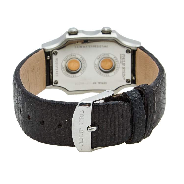 Pre Owned Philip Stein White Stainless Steel Leather Teslar Women's Wristwatch 27 mm