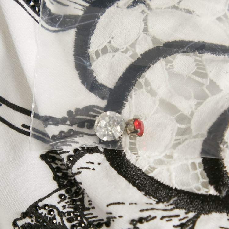 Pre Owned Philipp Plein Couture White Deer Embellished Cotton Mini Dress L