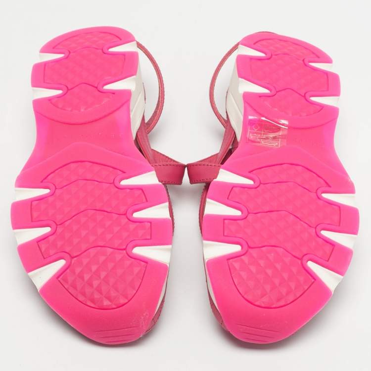 Pre Owned Philipp Plein Pink Leather Crystal Skull Flat Sandals Size 36