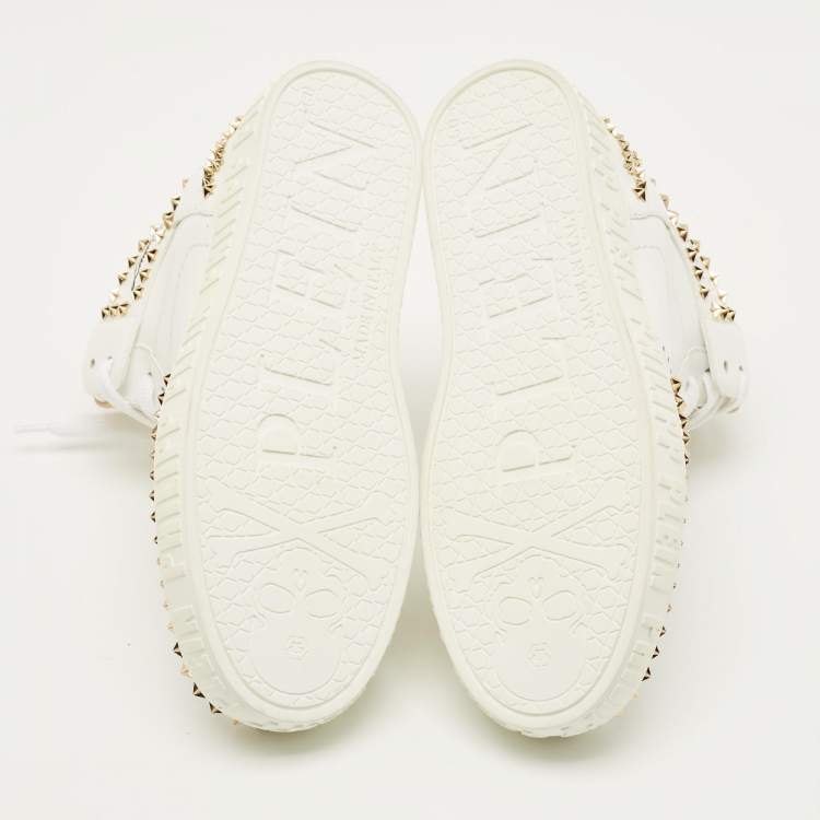 Pre Owned Philipp Plein Notorious Size 38 White Leather studded High Top Sneakers