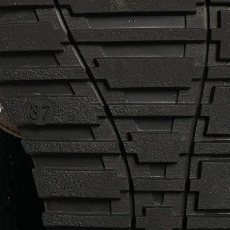 Pre Owned Philipp Plein Size 37 Grey Suede and Velvet Crystal Stud Embellished Lace Up Sneakers