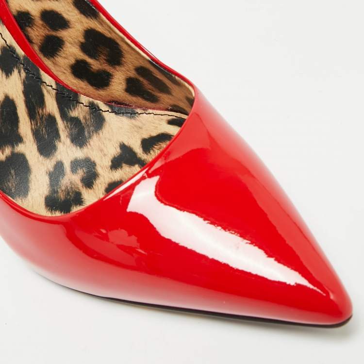 Pre Owned Philipp Plein Skull Heel Size 39 Red Patent Leather Pointed Toe Pumps