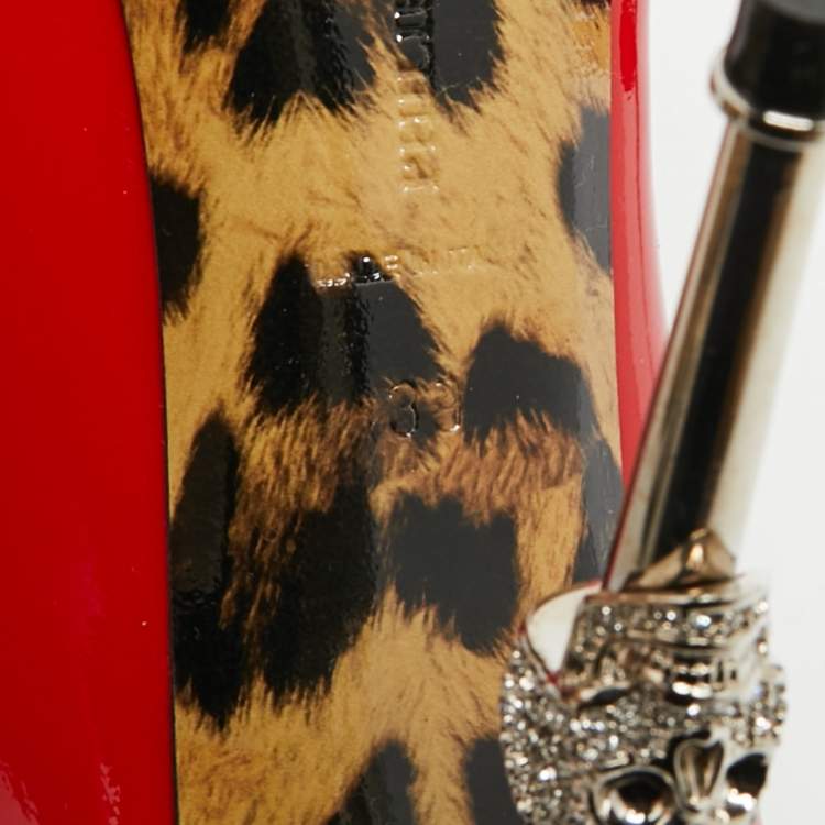 Pre Owned Philipp Plein Skull Heel Size 39 Red Patent Leather Pointed Toe Pumps