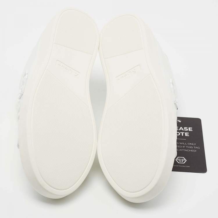 Pre Owned Philipp Plein White Leather Low Top Sneakers Size 41