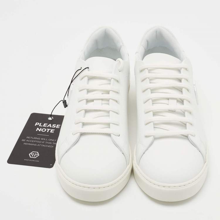 Pre Owned Philipp Plein White Leather Low Top Sneakers Size 41