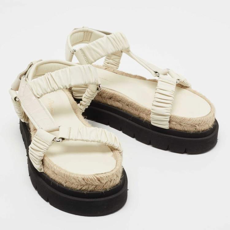 Pre Owned 3.1 Philip Lim White Croc Embossed and Leather Espadrille Sandals Size 36