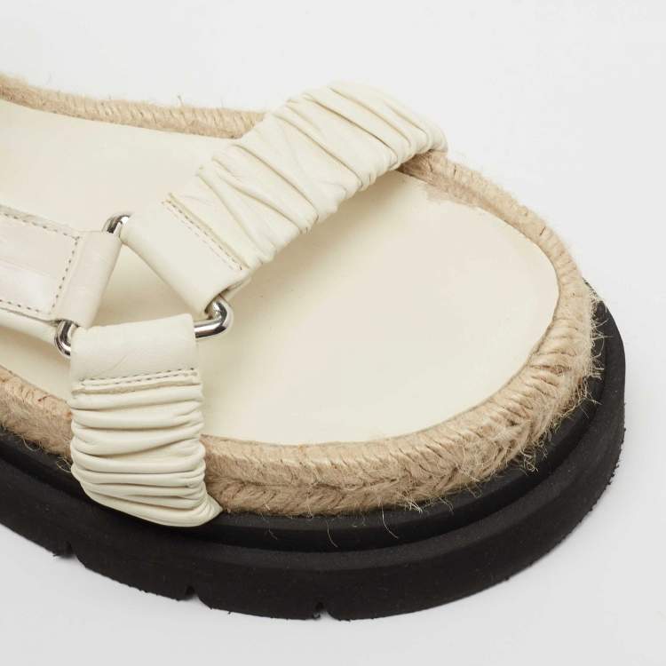 Pre Owned 3.1 Philip Lim White Croc Embossed and Leather Espadrille Sandals Size 36