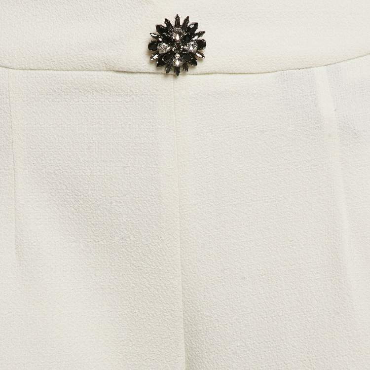Pre Owned Marni Off-White Textured Wool Blend Wide Leg Pants M