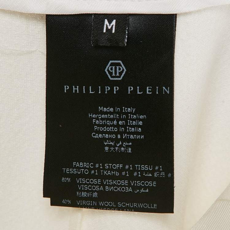 Pre Owned Marni Off-White Textured Wool Blend Wide Leg Pants M