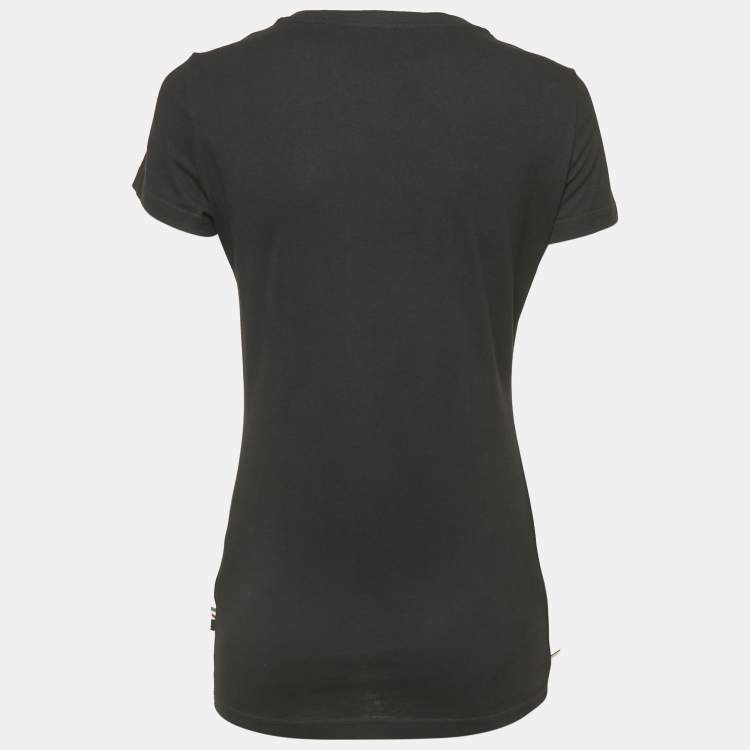 Pre Owned Philipp Plein Couture Black Logo Embellished Cotton T-Shirt S