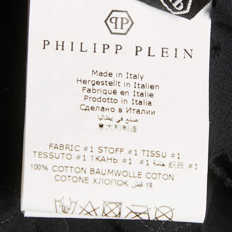 Pre Owned Philipp Plein Couture Black Shoulders Embellished Distressed Top XS