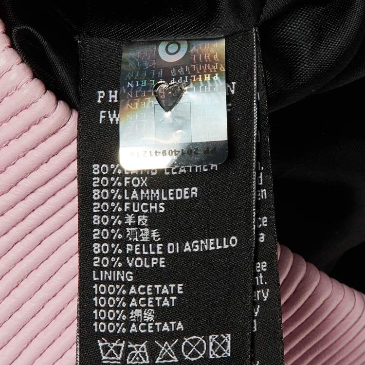 Pre Owned Philipp Plein Pink Leather & Fox Fur Hooded Sleeveless Jacket S