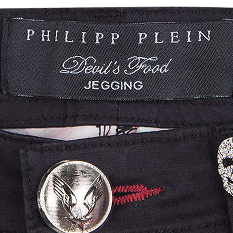 Pre Owned Philipp Plein Devil's Food Printed Stretch Cotton Jeggings S