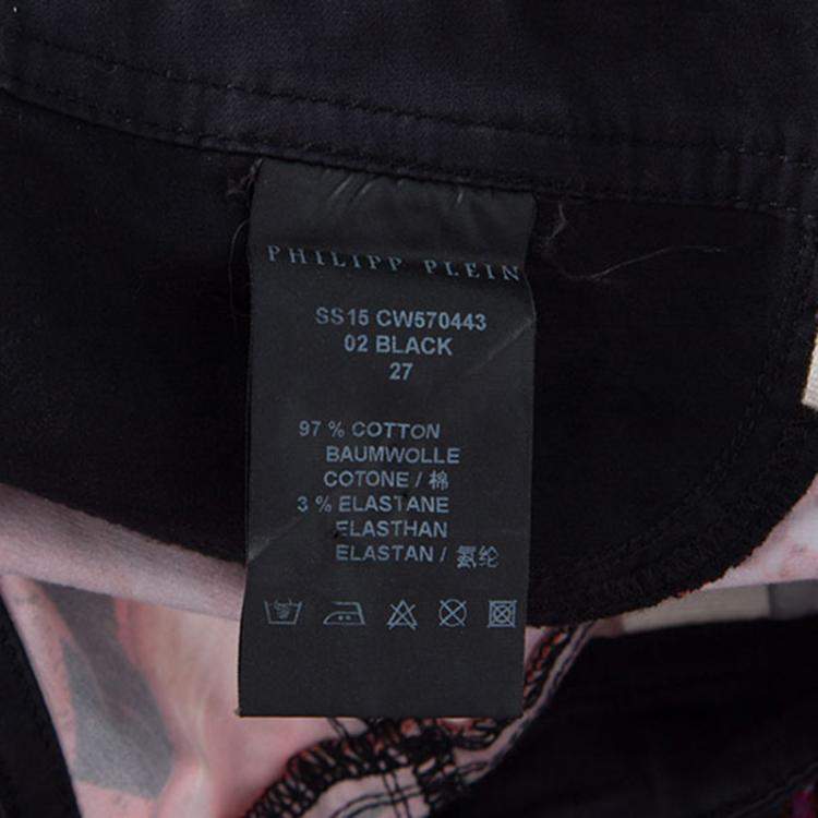 Pre Owned Philipp Plein Devil's Food Printed Stretch Cotton Jeggings S