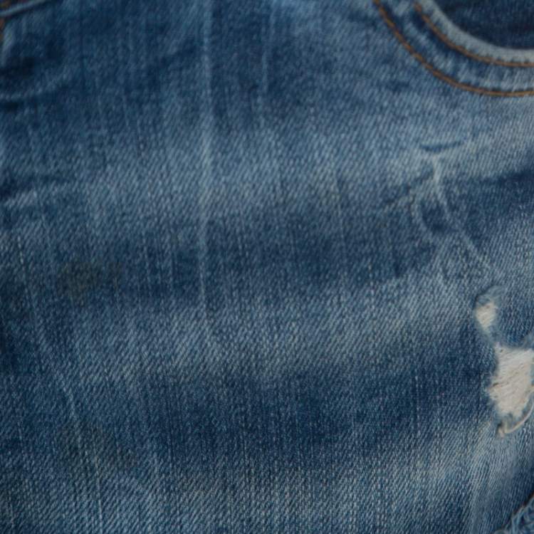 Pre Owned Philipp Plein Illegal Fight Club Blue Distressed Denim Straight Supreme Jeans S