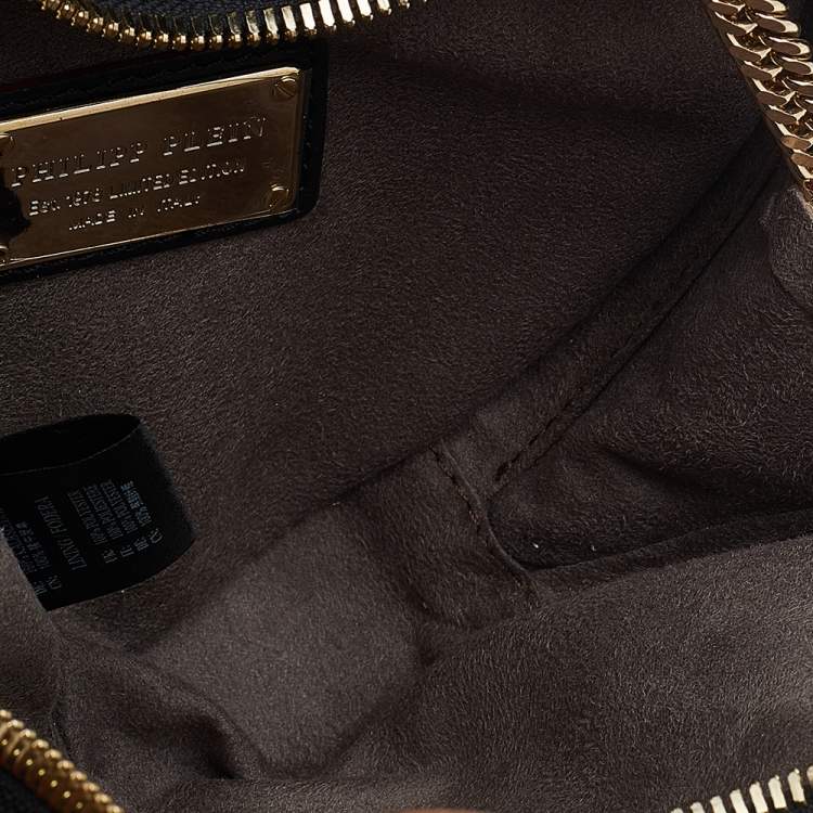 Pre Owned Philipp Plein Black Suede Sweet Heart Embellished Crossbody Bag