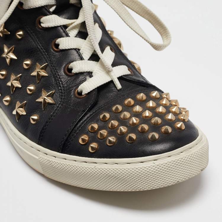 Pre Owned Philipp Plein Black Leather High Top Sneakers Size 40