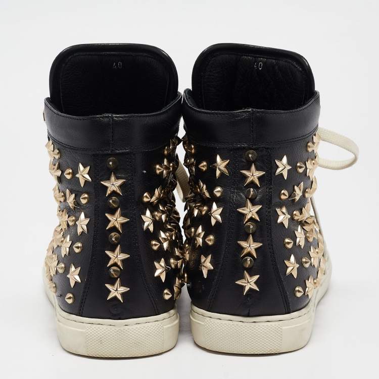 Pre Owned Philipp Plein Black Leather High Top Sneakers Size 40
