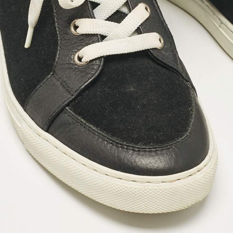 Pre Owned Philipp Plein Black Leather Suede Skull High Top Sneakers Size 40