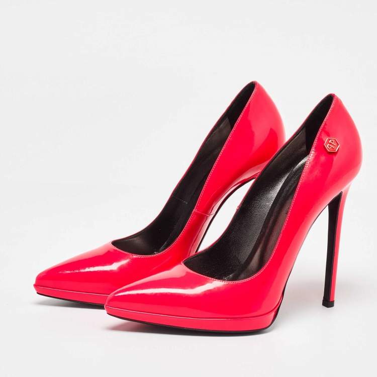 Pre Owned Philipp Plein Rose Pink Patent Leather Pointed Toe Pumps Size 40