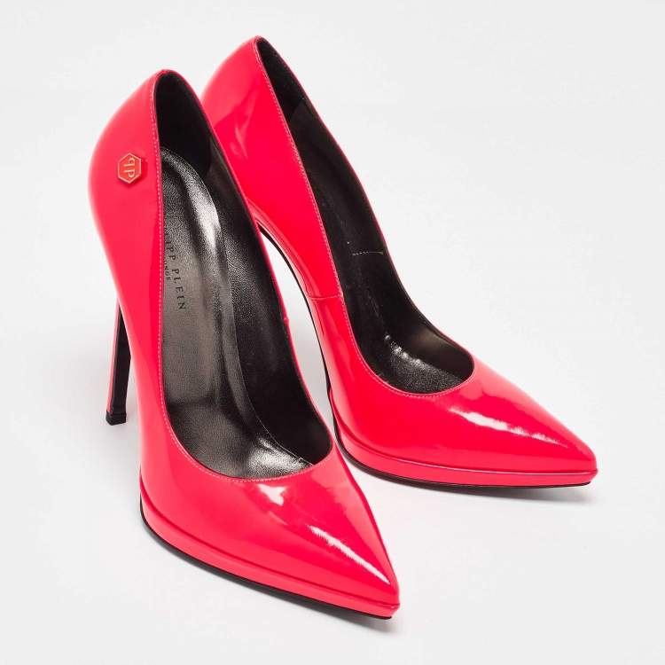 Pre Owned Philipp Plein Rose Pink Patent Leather Pointed Toe Pumps Size 40