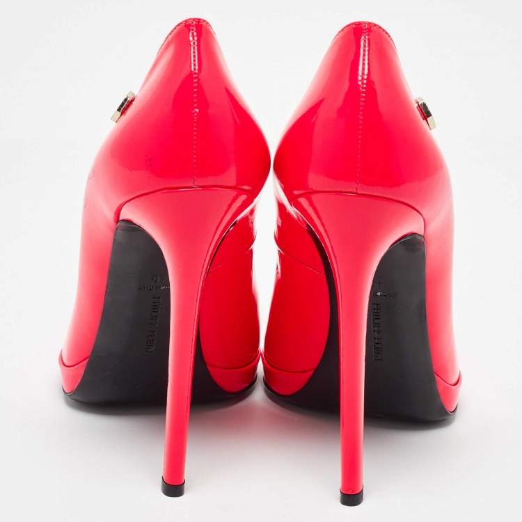 Pre Owned Philipp Plein Rose Pink Patent Leather Pointed Toe Pumps Size 40