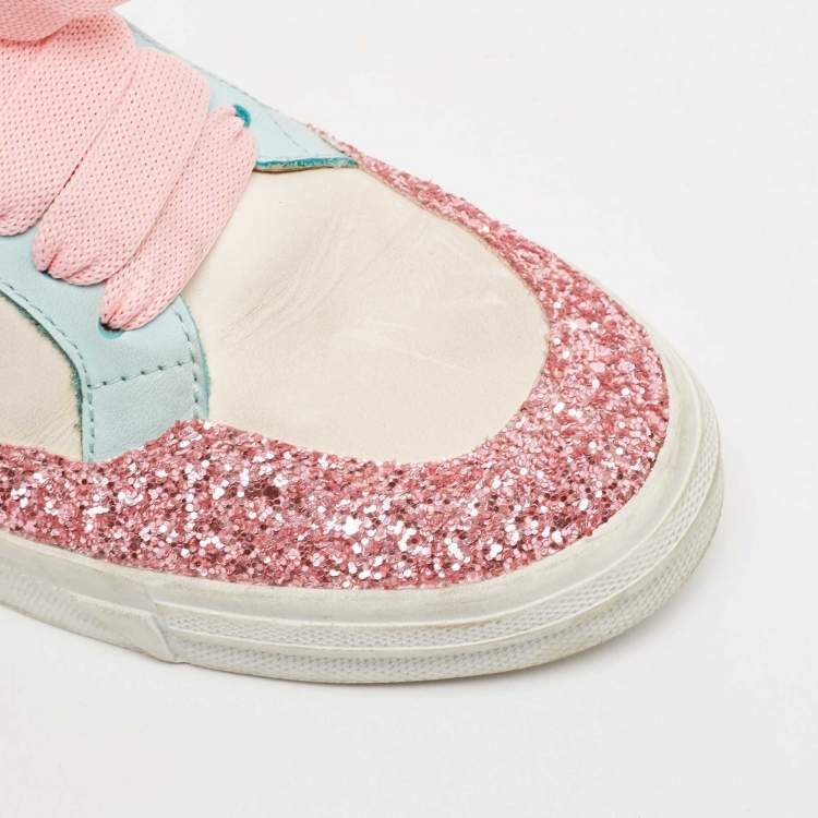 Pre Owned Philipp Plein Multicolor Leather and Crystal Notorious High Top Sneakers Size 37