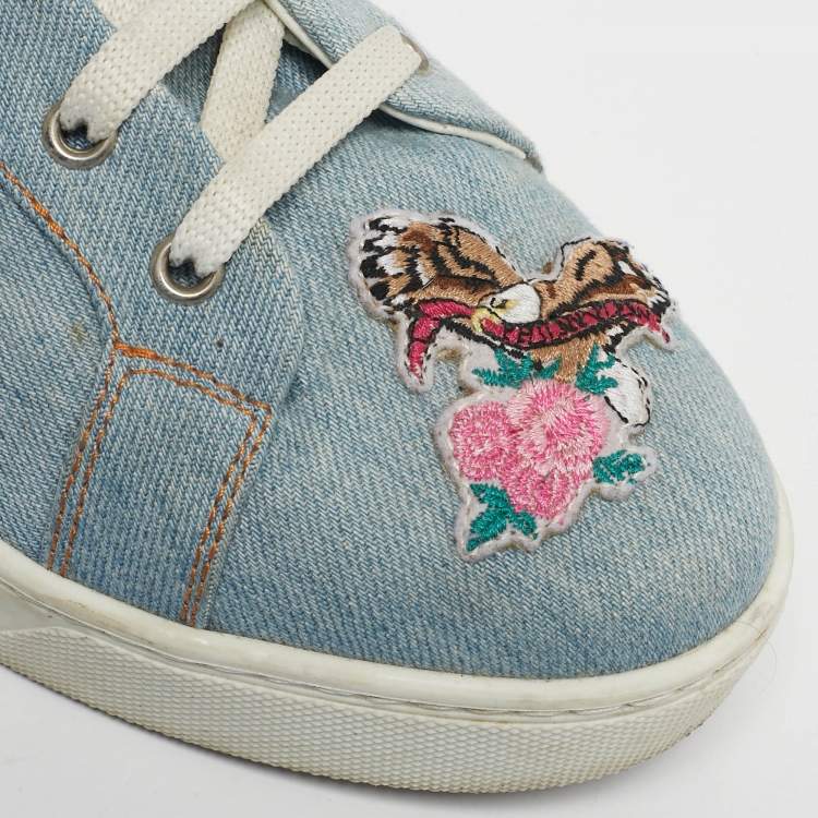 Pre Owned Philipp Plein Blue Denim Studded High Top Sneakers Size 40