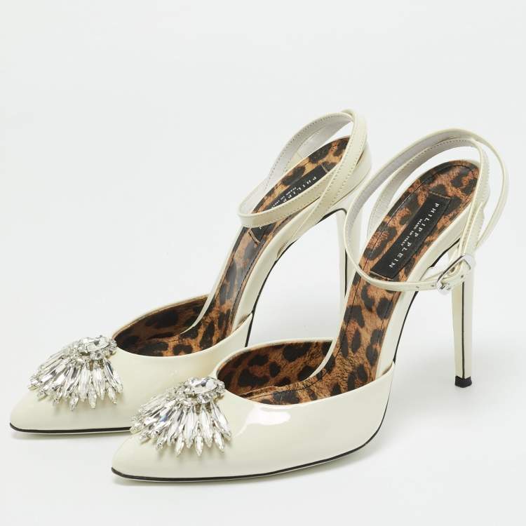 Pre Owned Philipp Plein White Patent Leather Vernice Pumps Size 40