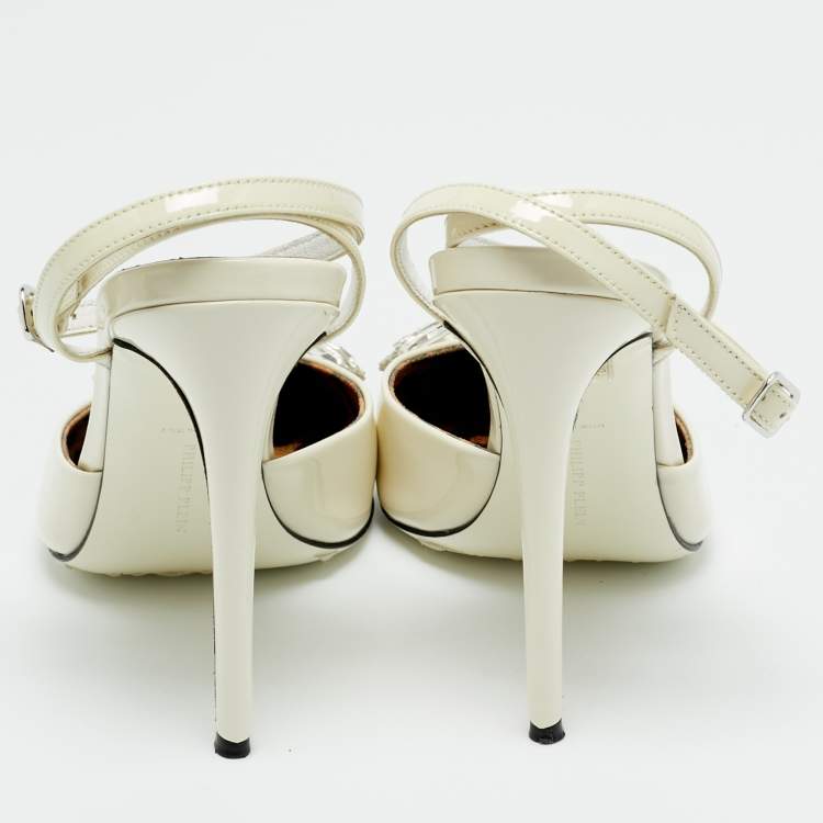 Pre Owned Philipp Plein White Patent Leather Vernice Pumps Size 40