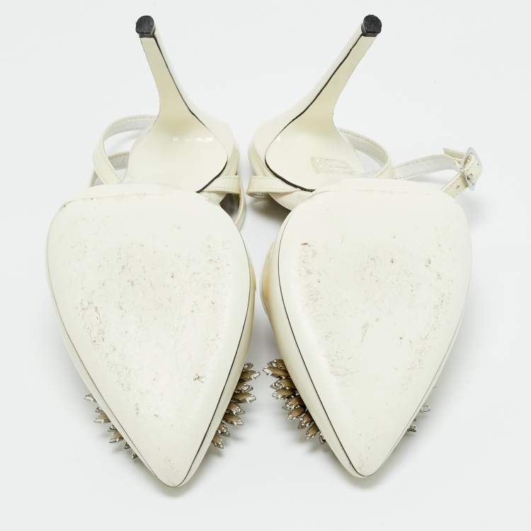 Pre Owned Philipp Plein White Patent Leather Vernice Pumps Size 40