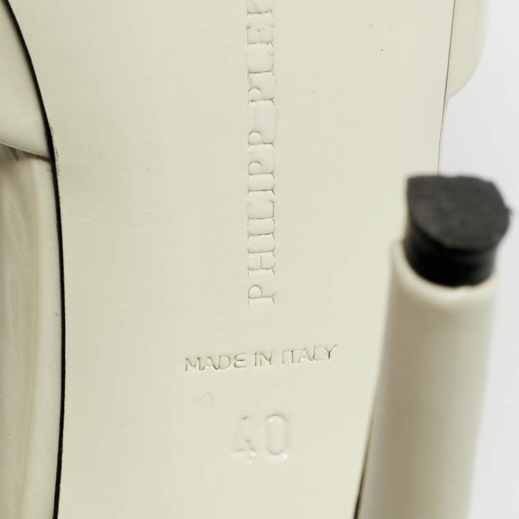 Pre Owned Philipp Plein White Patent Leather Vernice Pumps Size 40