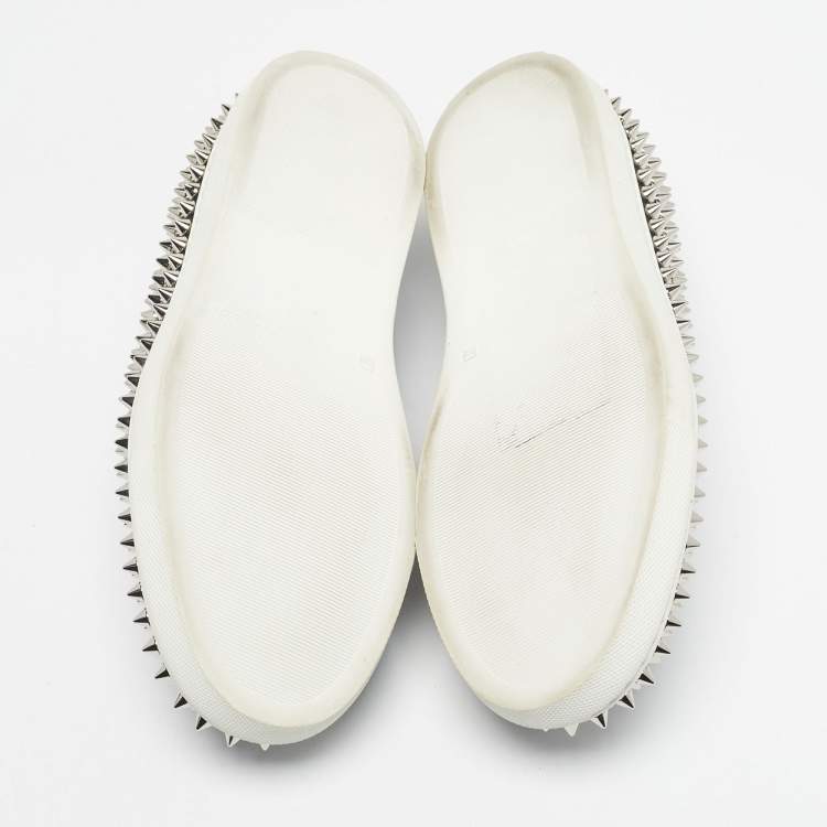 Pre Owned Philipp Plein Black Leather Studded Skull Slip On  Sneakers Size 37