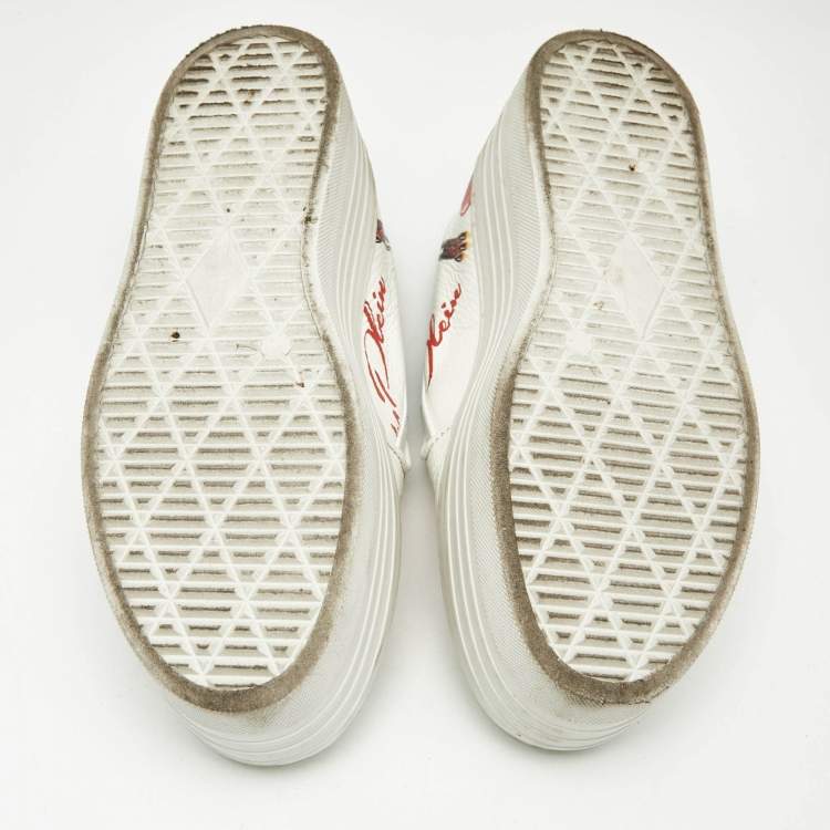 Pre Owned Philipp Plein White Leather Slip On Platform Sneakers Size 37