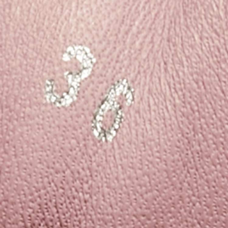 Pre Owned Philipp Plein Pink/Silver Leather and Patent Leather Crystal Platform Lace Up Sneakers Size 36