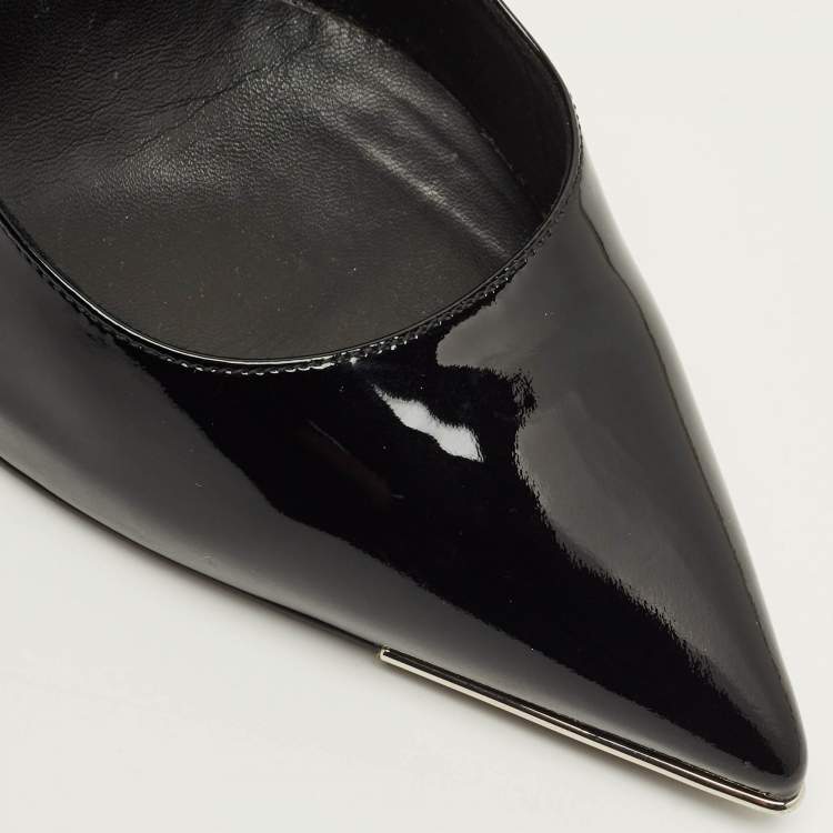 Pre Owned Philipp Plein Skull Heel Size 39 Black Patent Leather Studded Pointed Toe Pumps