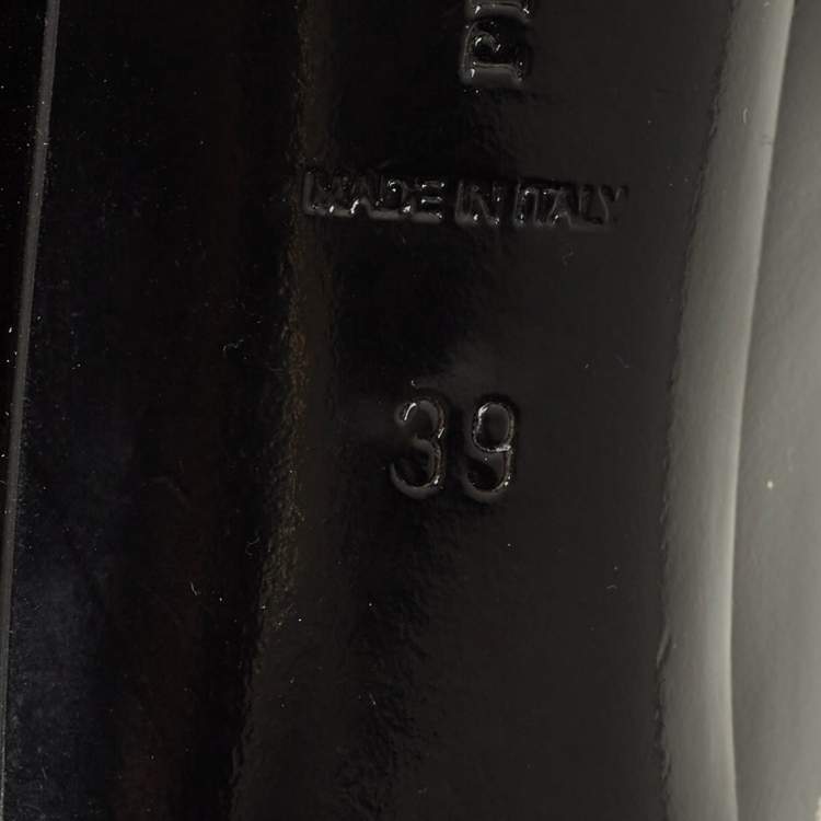 Pre Owned Philipp Plein Skull Heel Size 39 Black Patent Leather Studded Pointed Toe Pumps