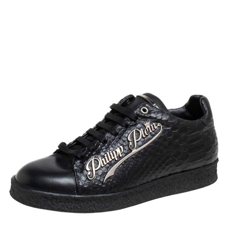 Philipp Plein Black Python Embossed Leather Low Sneakers Size 39 Philipp Plein | TLC