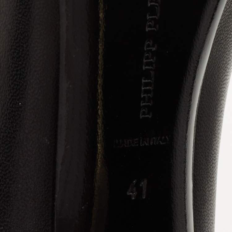 Pre Owned Philipp Plein Black Leather Skull Heel Pumps Size 41