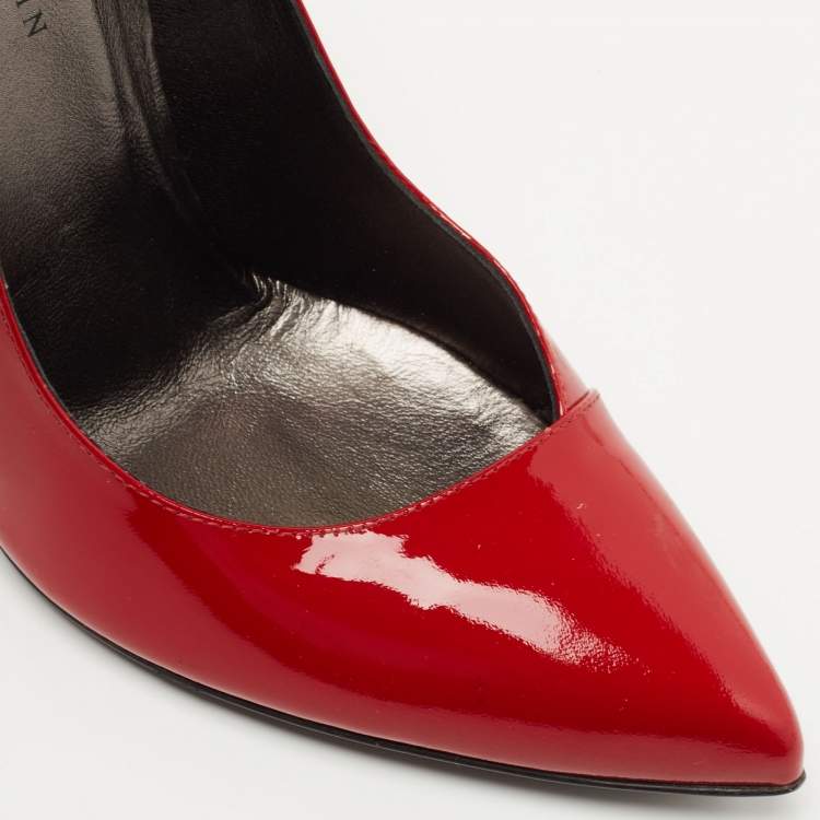Pre Owned Philipp Plein Red Patent Leather Pointed Toe Pumps Size 37.5