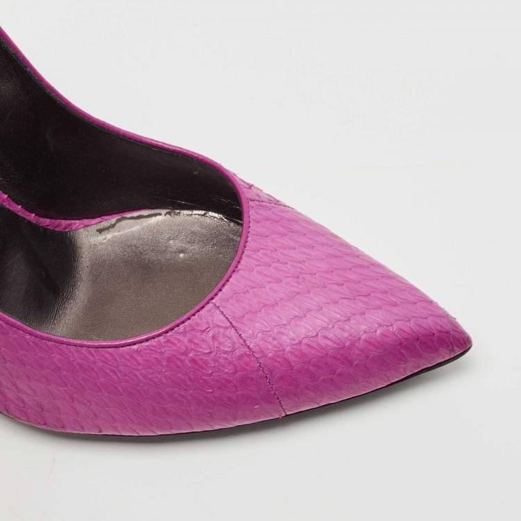 مملوكة مسبقًا Philipp Plein Purple Python Studded Pointed Toe Pumps Size 40