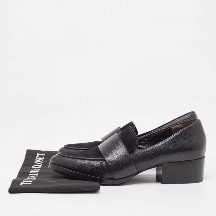Pre Owned Philipp Plein Black Suede and Leather Loafers Size 40