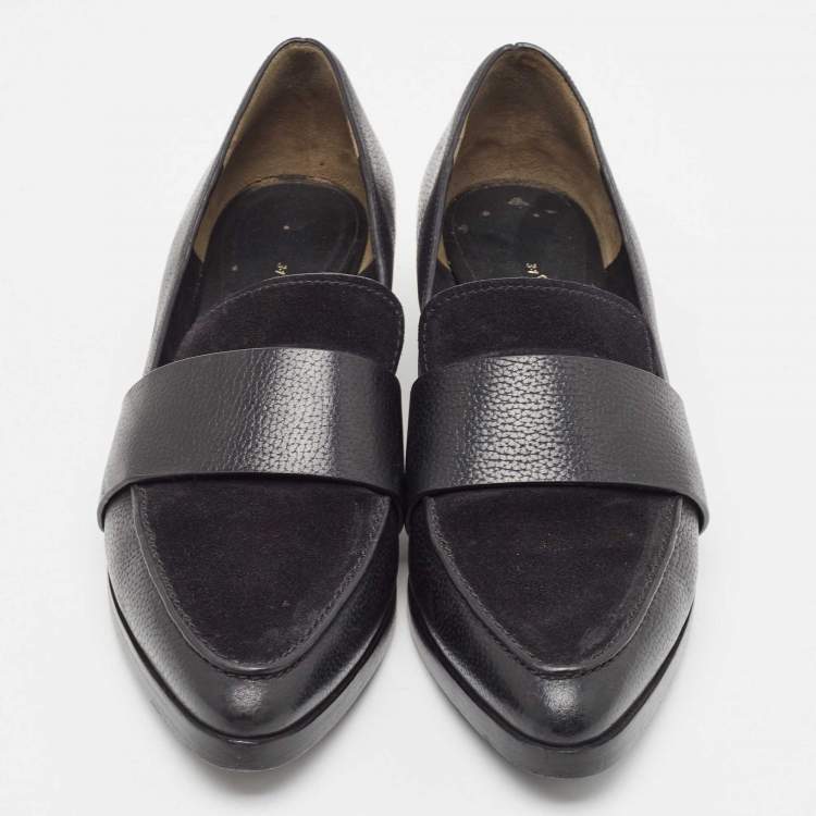 Pre Owned Philipp Plein Black Suede and Leather Loafers Size 40
