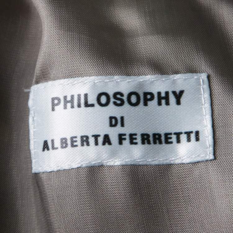 Pre Owned Philosophy di Alberta Ferretti Grey Floral Printed Silk Tiered Dress S