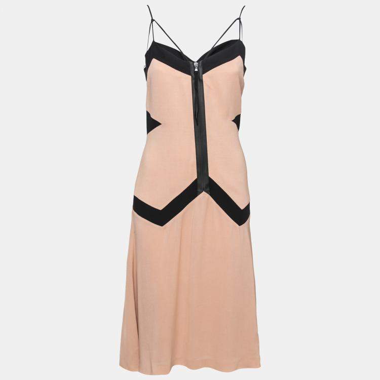 Pre Owned Philosophy Bicolor Paneled Noodle Strap Flared Dress S