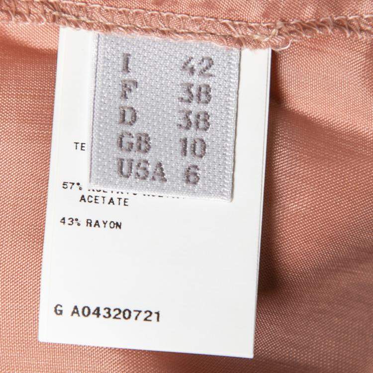 Pre Owned Philosophy Coral Pink Crepe Sheer Yoke Detail Tiered Sleeveless Dress M