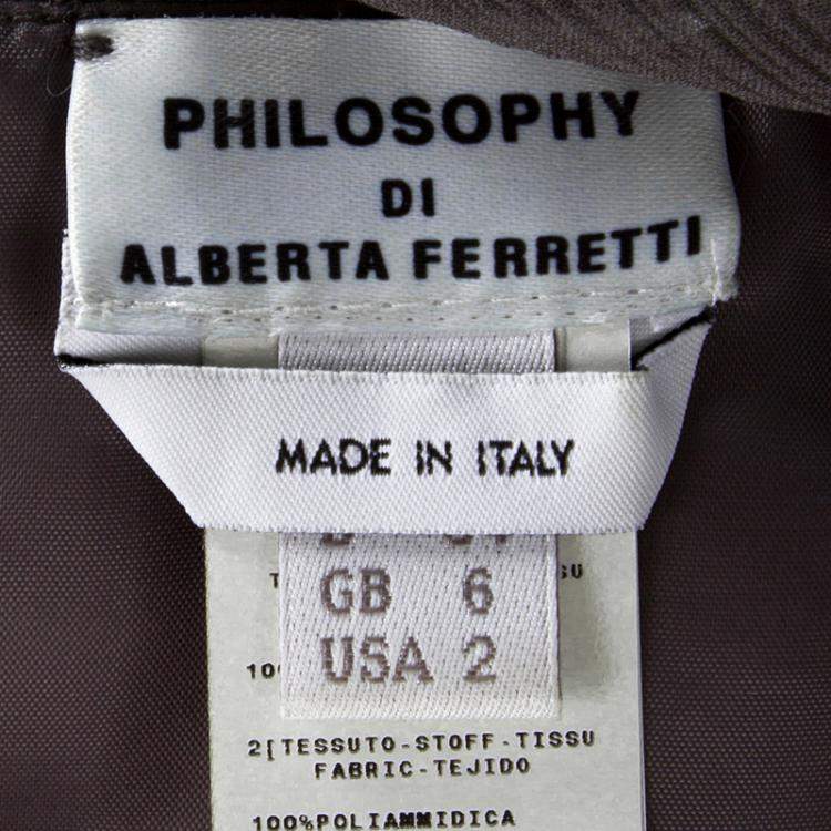 Pre Owned Philosophy di Alberta Ferretti Grey Embroidered Sleeveless Silk Dress S