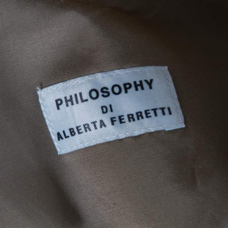 Pre Owned Philosophy di Alberta Ferretti Olive Green Satin Blazer and Trouser Set M