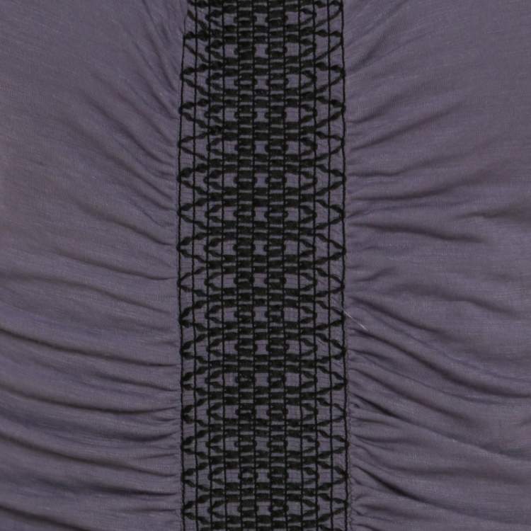 Pre Owned Philosophy Di Alberta Ferretti Lilac Jersey Embroidered Ruched Detail Dress M 